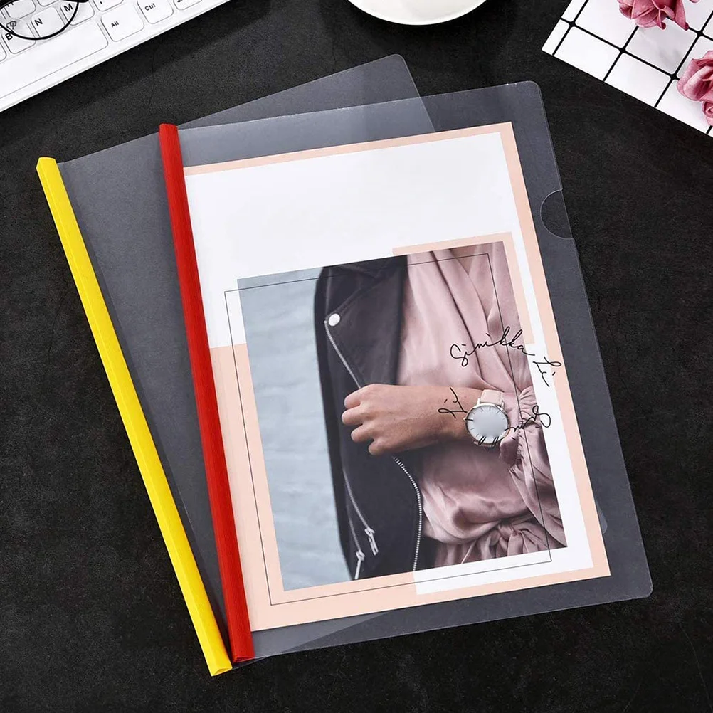 

10 Pcs File Folders Clear Plastic for School Document Sealing Clip Organizer Protectors
