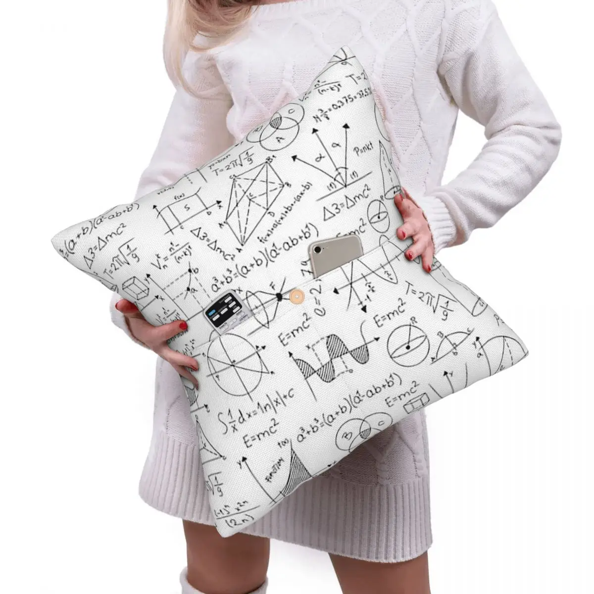 Mathematics Formulas Math Numbers Square Linen Pillowcase Cushion Cover Polyester Decor Bedroom Home Comfort Throw Pillow