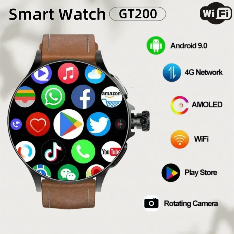 GT200 Smartwatch Android 10 0 1 95 Polegadas AMOLED HD Display 750x750 Resolução Câmera Rotativa Controle de Toque