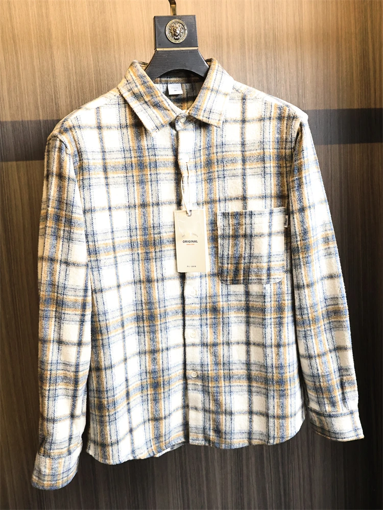 

Мужская клетчатая фланелевая подставка irt Faionable Urban Sle Long Sve на пуговицах, теплая подставка из полиэфирной ткани, подходит для современного ветра