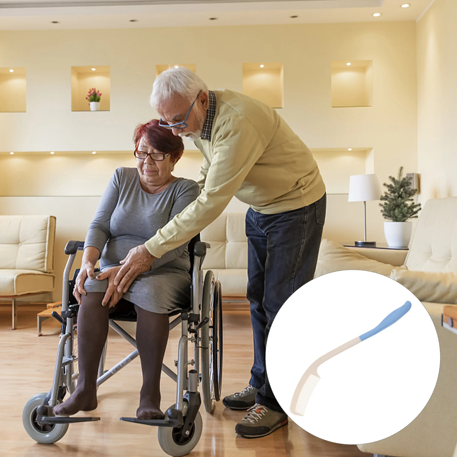 

Curved Hair For Elderly Disabled Disabled People Comb Seniors Plastic Reusable Household Comb Smooth Teeth