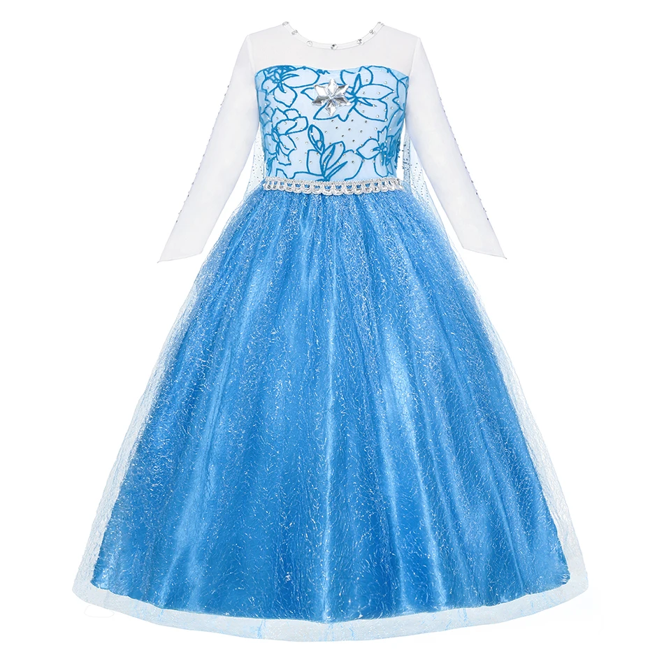 Girls Frozen Elsa Anna Dress Children Princess Carnival Dress 2024 Kids Cosplay Christmas Disguise Costume for Girls Gift 2-10T