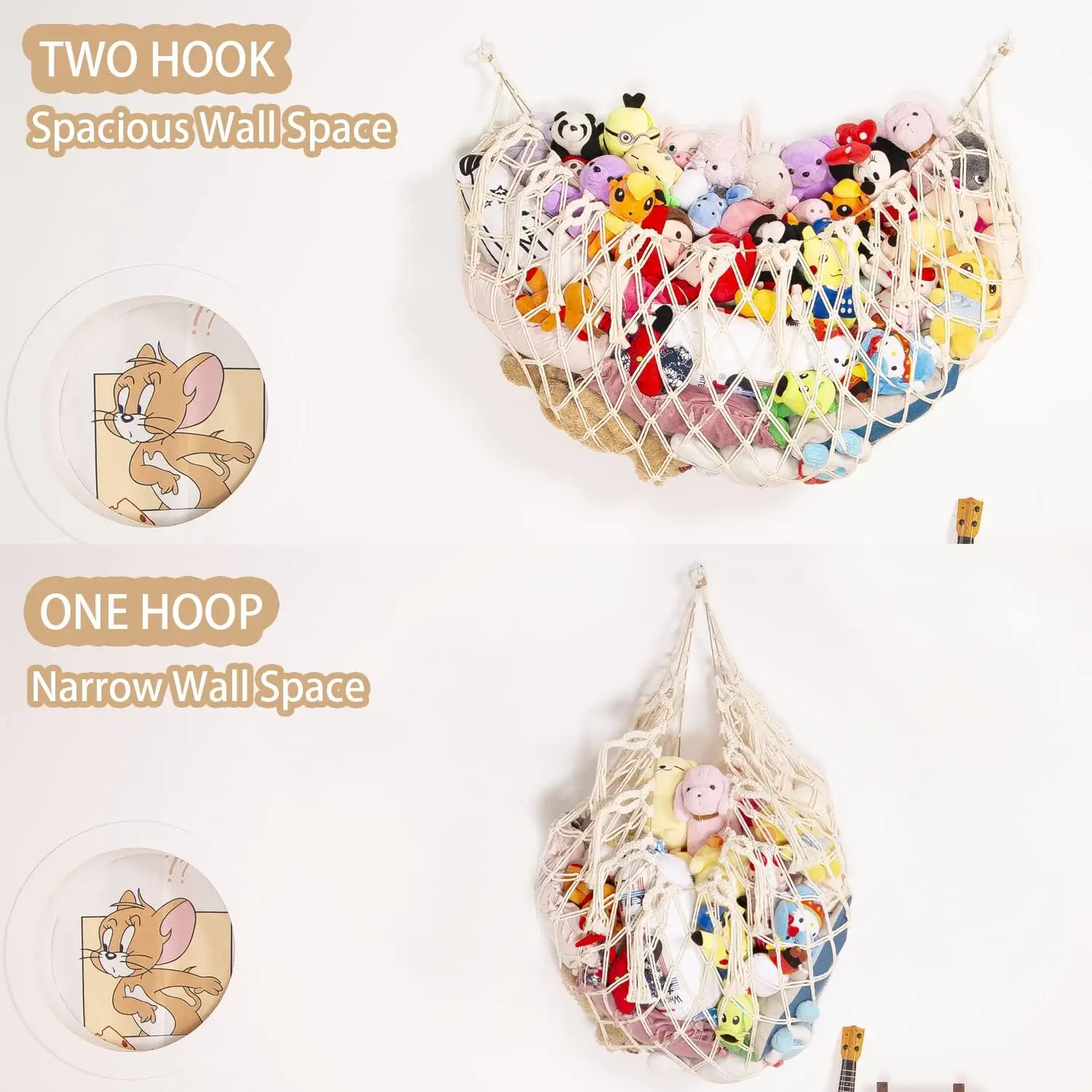 Macrame Stuffed Animal Storage Net for Wall Hanging Plush Toy Organizer with Tassels view 5