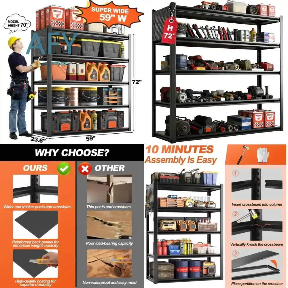 Metal Storage Racks and Shelves for Industrial Use Heavy Duty Steel Shelving System for Warehouse Workshop for Amazon for