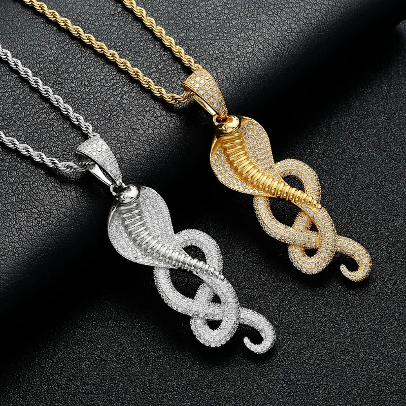 

Fashion New Hip Hop Cobra Pendant Micro-set Zirconia Street Creative Personality Punk Men Women's Necklace Jewellery Accessories