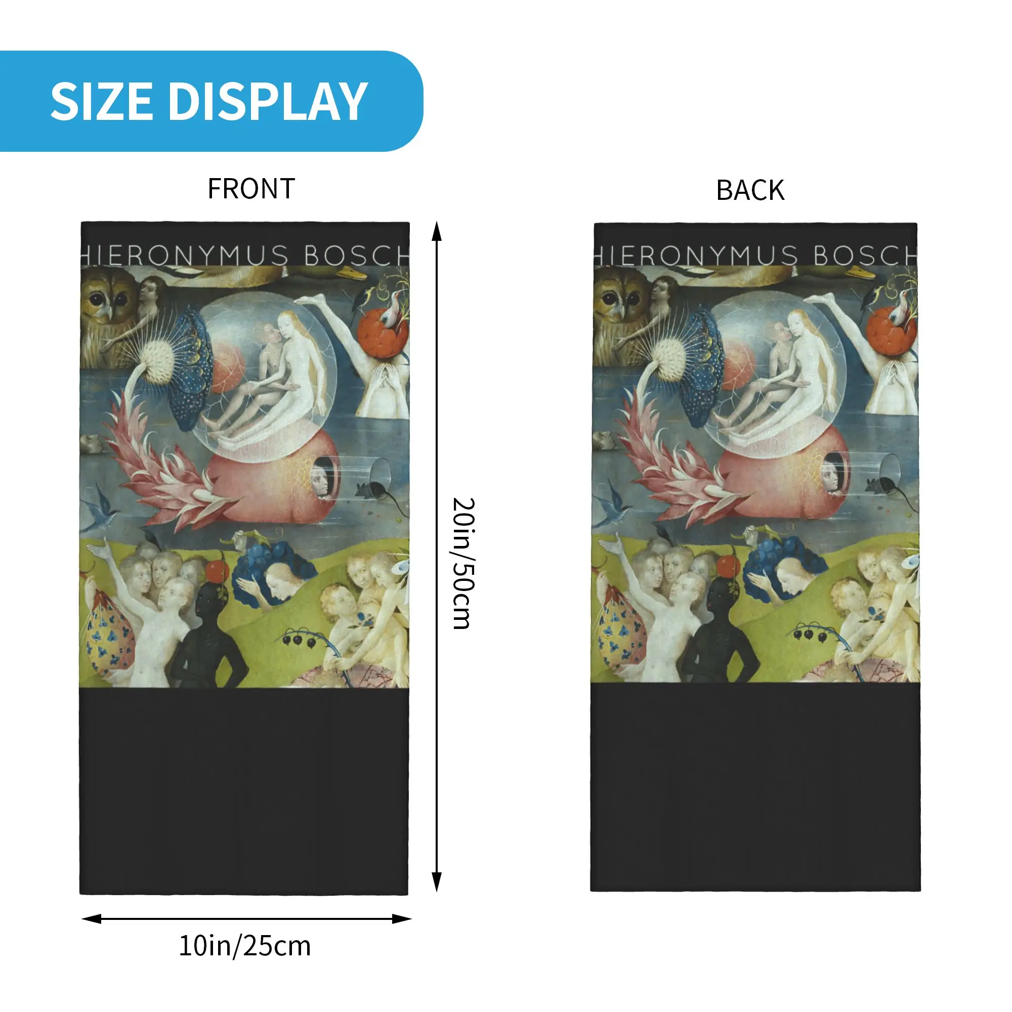 Hieronymus-Bosch The Garden of Earthly Delight Bandana Neck Gaiter Balaclavas Face Mask Scarf Printed Headband Outdoor Adult