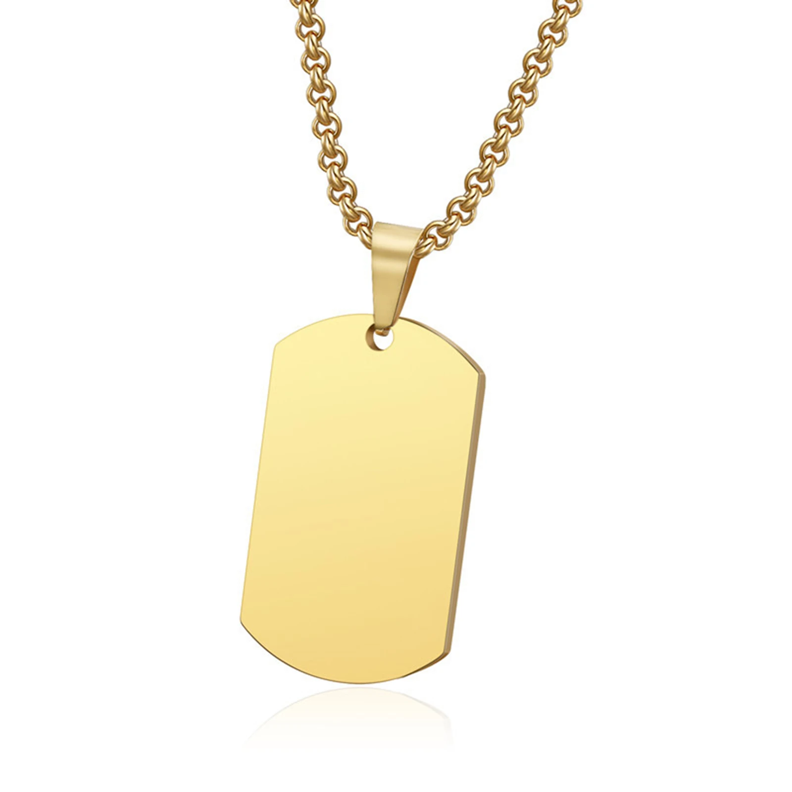 1 STÜCK 316L Edelstahl Anhänger Halskette Silber Gold Schwarz Farbe Blanko Erkennungsmarke Platte Armee Biker Kette Halskette Mann Frau 3 Größe