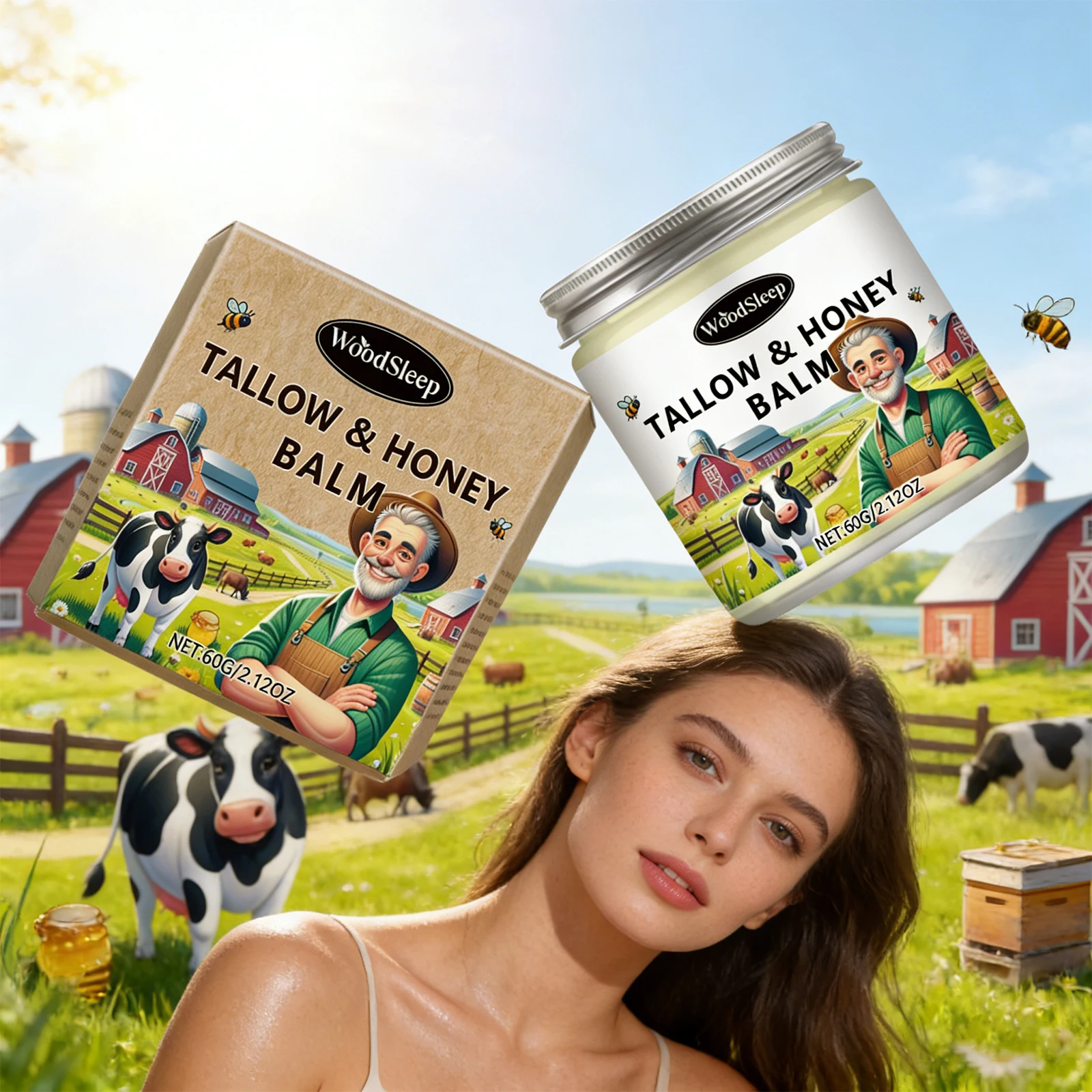 

Tallow Honey Balm Natural Organic Removes Dry Skin on the Legs Arm Buttocks Deep Moisturizing Hydration Skin Crack Remover