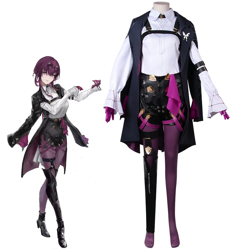 Honkai Star Rail Kafka disfraz de Cosplay para mujer y niña, uniforme de combate para fiesta de Halloween, juego de rol, conjunto de ropa, guantes y medias