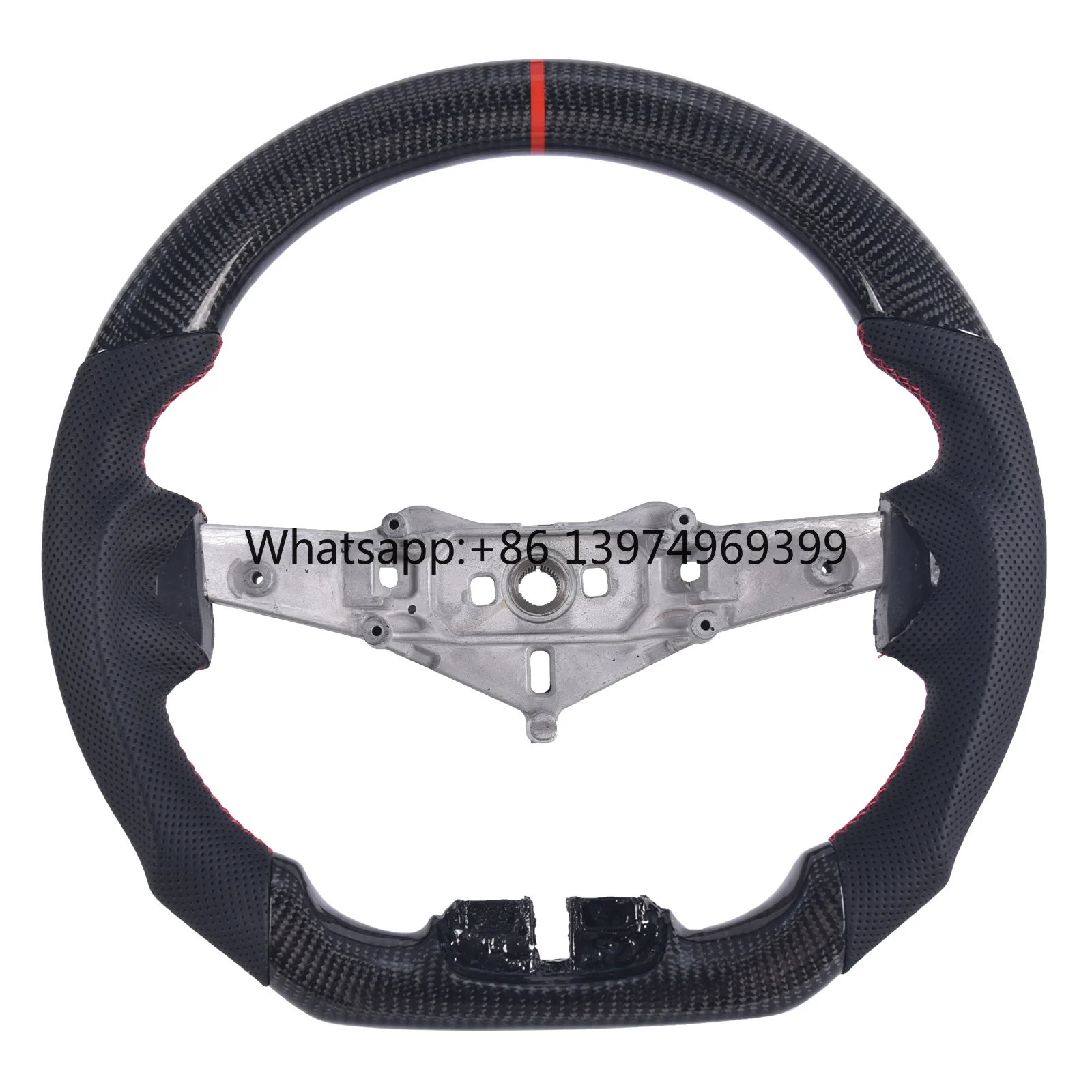 Carbon Fiber D-Shape Flat Bottom Steering Wheel with Perforated Leather Grip for Jeep Wrangler JK 2-Door/JKU 4-Door 2011-2017