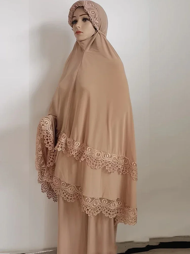 Conjunto de 2 piezas de Ramadán, Abaya musulmana de Khimar larga, prenda de oración para mujer, vestido de oración saudita, conjuntos de falda de