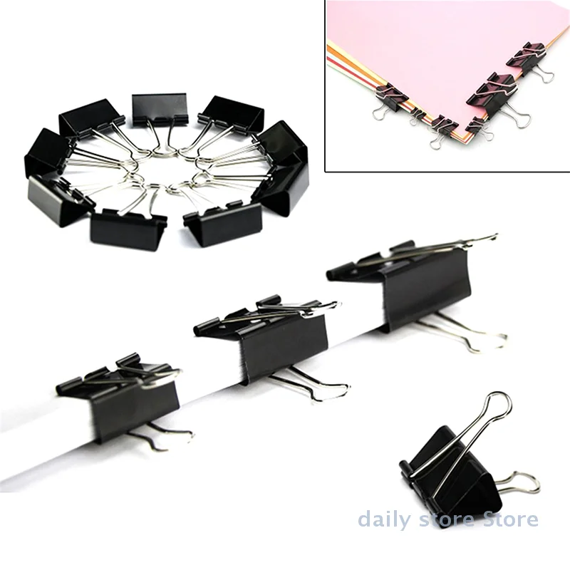 12pcs Metal Binder Clips Multifunction File Letter Tickets Photo Paper Clips Notes Document Grip Clamps Office Binding Supplies