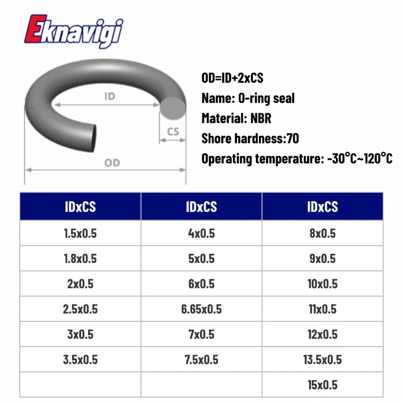 100PCS CS0.5mm 90 Hardness NBR O Ring, Nitrile Rubber Sealing Ring, Round O Type Corrosion Oil Resist Sealing Washer