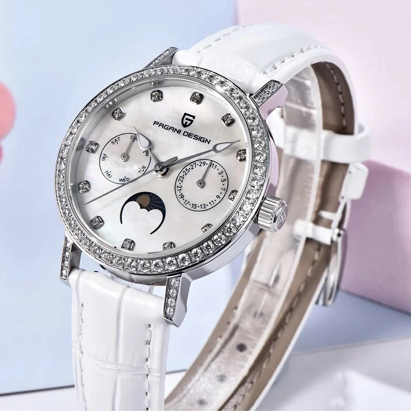2024 PAGANI DESIGN New 33MM Fashion Multifunctional Women Quartz Watches 50M Waterproof Sapphire Glass Moonphase Watch for Women