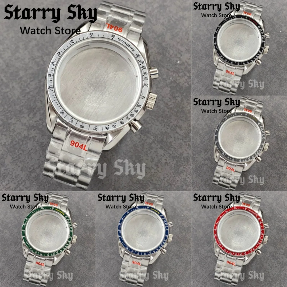 

Звездное небо 40 мм хронограф из нержавеющей стали серебряный корпус для часов с ремешком для часов подходит для VK63 кварцевый механизм аксессуар для часов