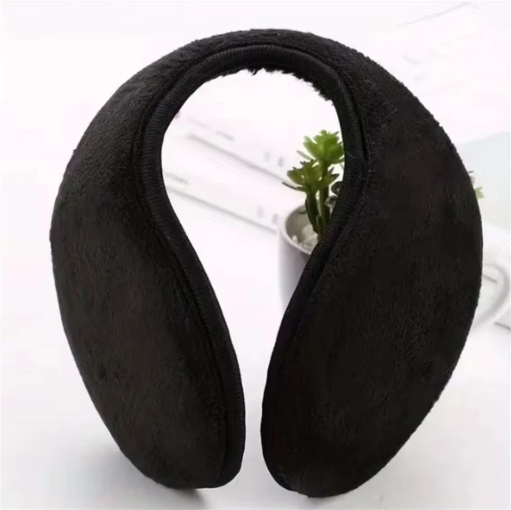 Black Earmuffs Autumn And Winter To Keep Warm Comfortable Unisex Warmers Plush Ear Muff Outdoor Cycling Ski Ear Protector ﻿