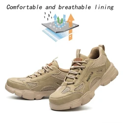 protection shoes anti smashing piercing Lightweight safety Men's breathable large mesh steel head safety shoe