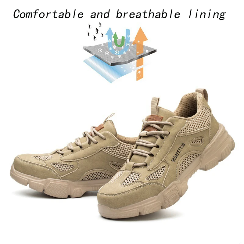 protection shoes anti smashing piercing Lightweight safety Men's breathable large mesh steel head safety shoe