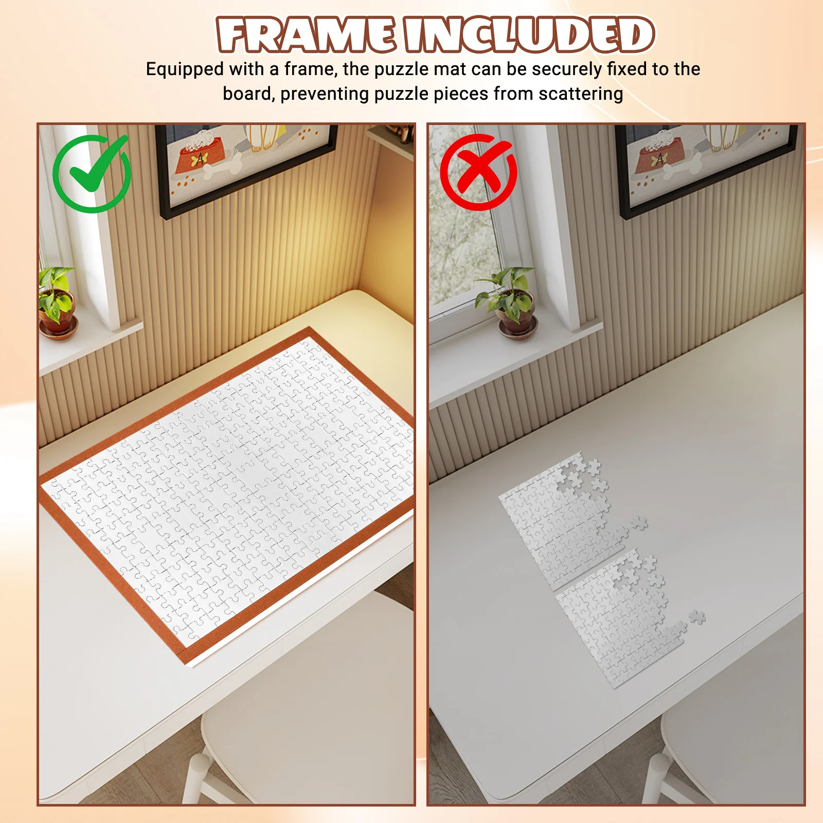 لوحة ألغاز قابلة للطي غير قابلة للانزلاق مع إطار، منظم محمول للتخزين، طاولة عرض للألغاز، حامل كبير للأجزاء