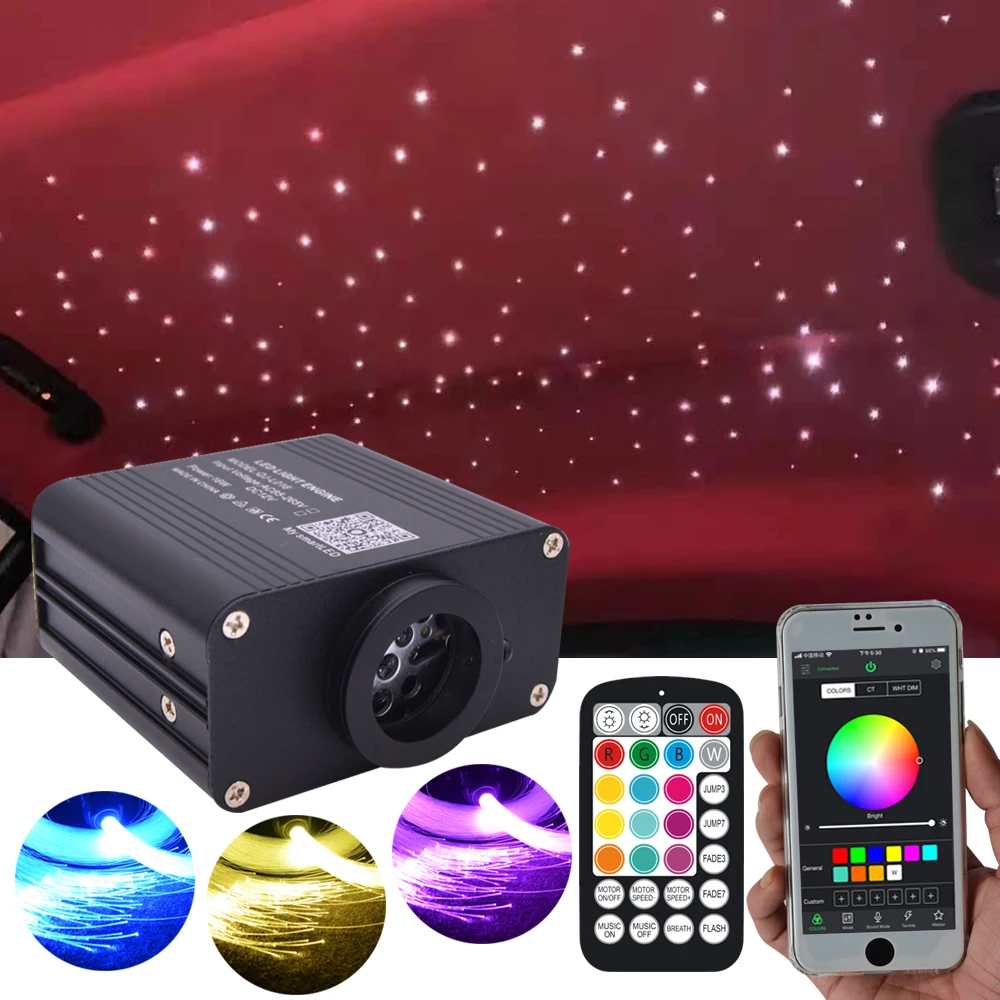 

16W Twinkle RGBW Fiber Optic Star Ceiling Lights Kit Smartphone APP Control Car Roof Starry Sky Fiber Optic Light