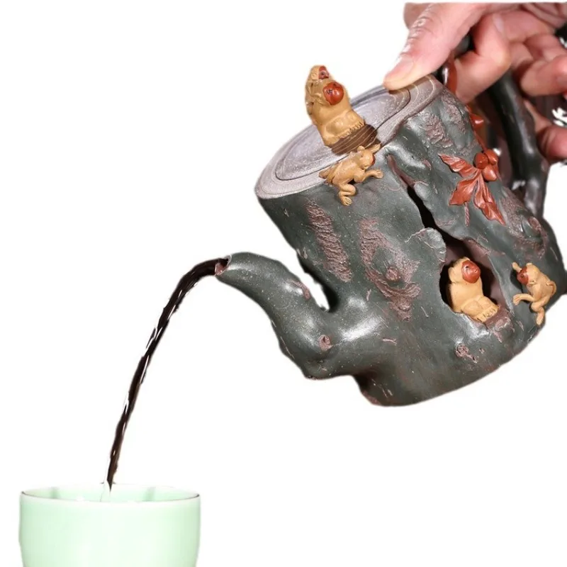 Zisha pot famous pure handmade decal Wenwan tea pot raw ore