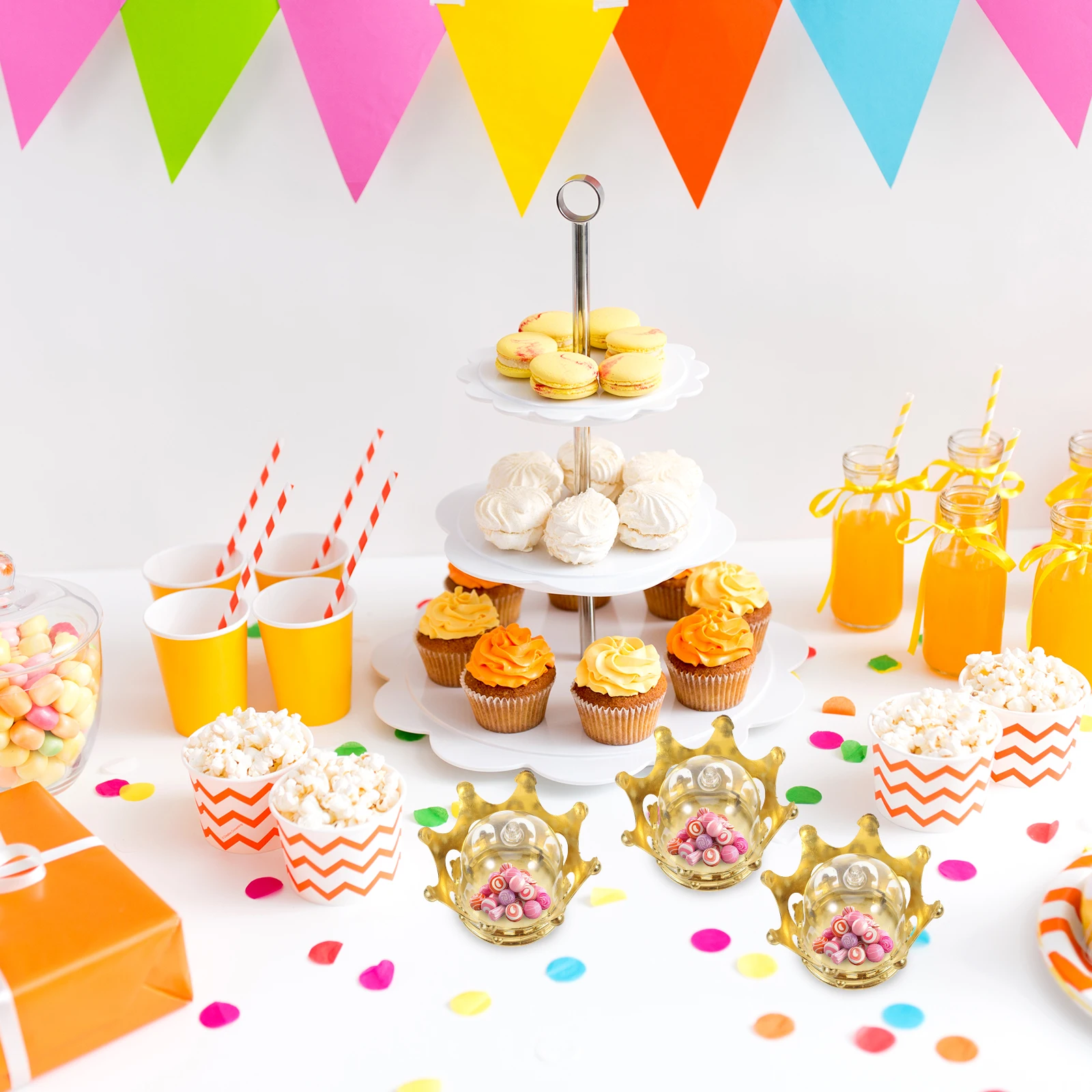 

12pcs Candy Crown Shape Princess Party Favors Birthday Wedding Favor Boxes Snack Container Crown Dome Treasures Holder Carriage