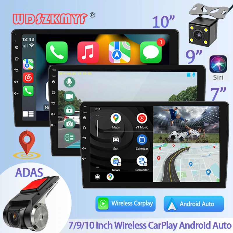 

Android 13 7/9/10 Inch Car Radio Wireless CarPlay Android Auto Car Multimedia Player Intelligent Systems BT Reverse image