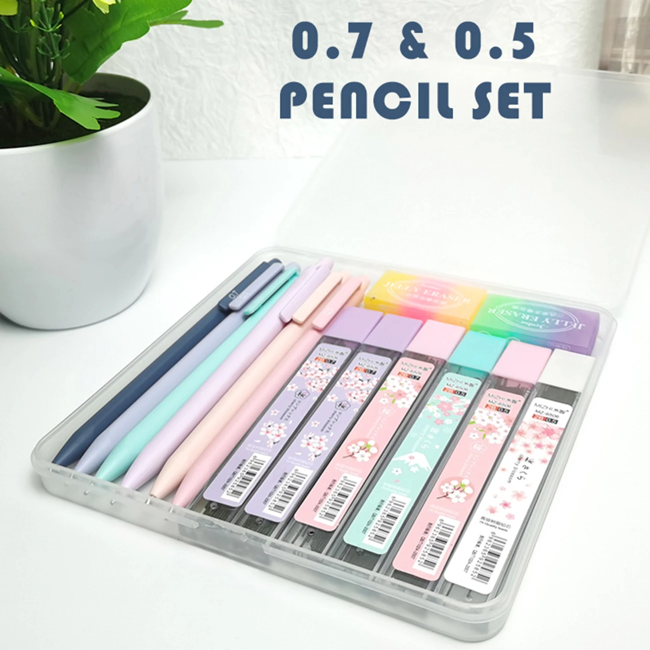 Cute Pastel Mechanical Pencil Set, 0.5mm & 0.7mm Dual Sizes for Precise Writing, Art Drawing Sketching Girls’ School Supplies image 6