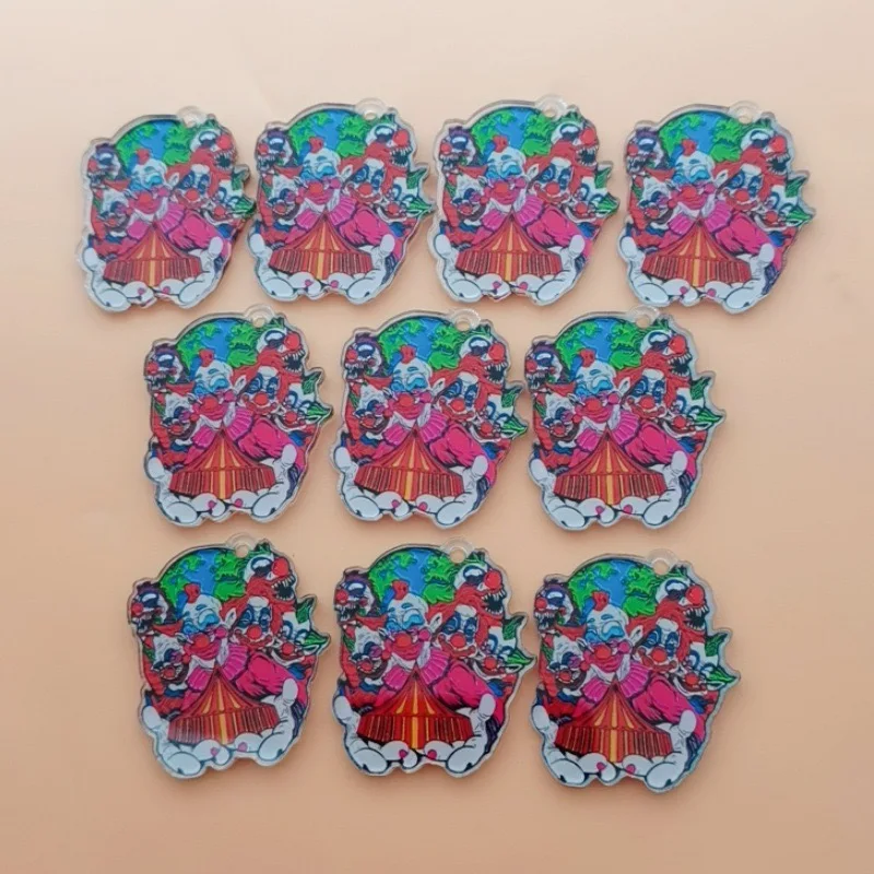 10pcs acrylic cartoon clown pendant, DIY jewelry accessories, jewelry making earrings, necklaces, keychains image 5