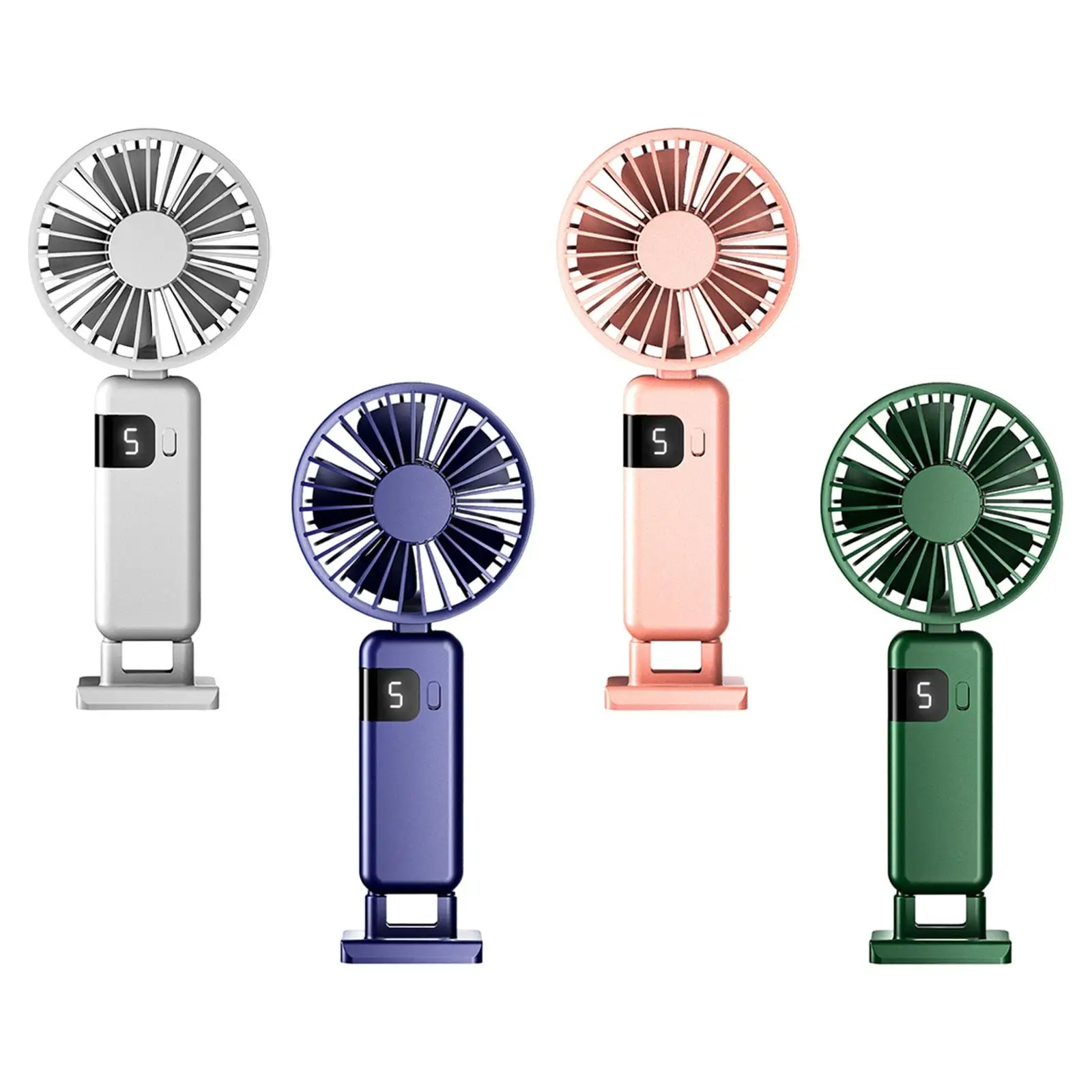 Foldable Fan Silent with A Phone Stand Cooling 5 Speeds Adjustable Desk Fan Hanging Neck Fan for Summer Home Office Camping Dorm
