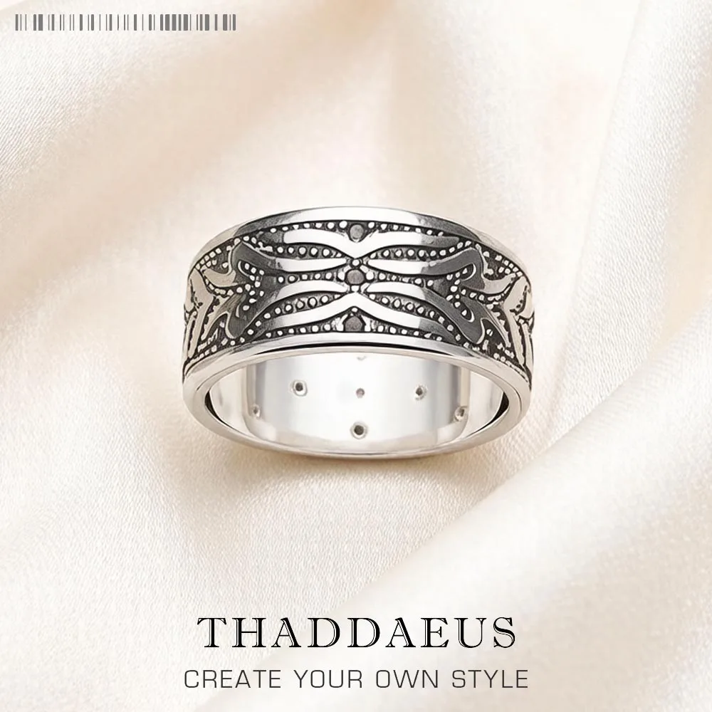 Rebellischer Bandring mit schwarzem Tigermuster, feiner Schmuck für Damen und Herren, brandneues Geschenk aus 925er Sterlingsilber