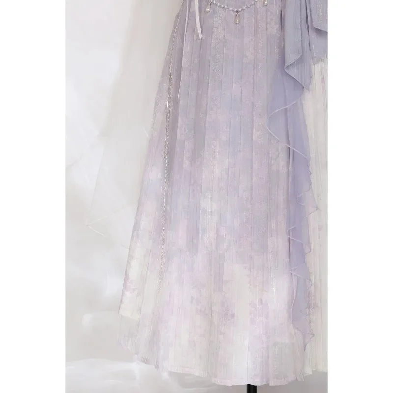 Mist Immortal Chinese Style Han Element Daily Super Fairy Jsk Sling Dress Full Set Summer Purple Kawaii Dresses Hanfu