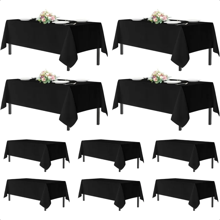 

Black Tablecloths for 6 Foot Rec Tables 10 Pack Washable Polyester Fabric Rectangular Table Cloth Reusable Table Covers for Wed