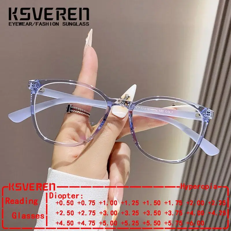 

KSVEREN Vintage Cat Eye Anti Blue Light Reading Glasses Women Optical Eyewear Frame Prescription Glasses Presbyopic Glasses