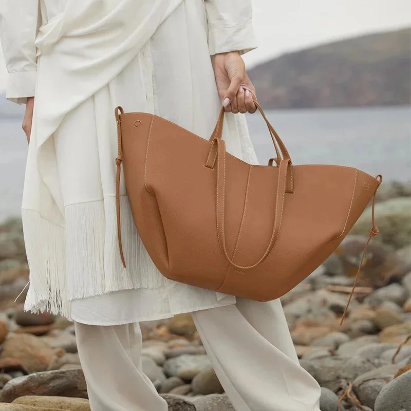 Designer Polana Cyme Handbags Women Large Shopping Tote Bags Women Genuine Leather Dumpling Bag Ladies Camel Shoulder Bag