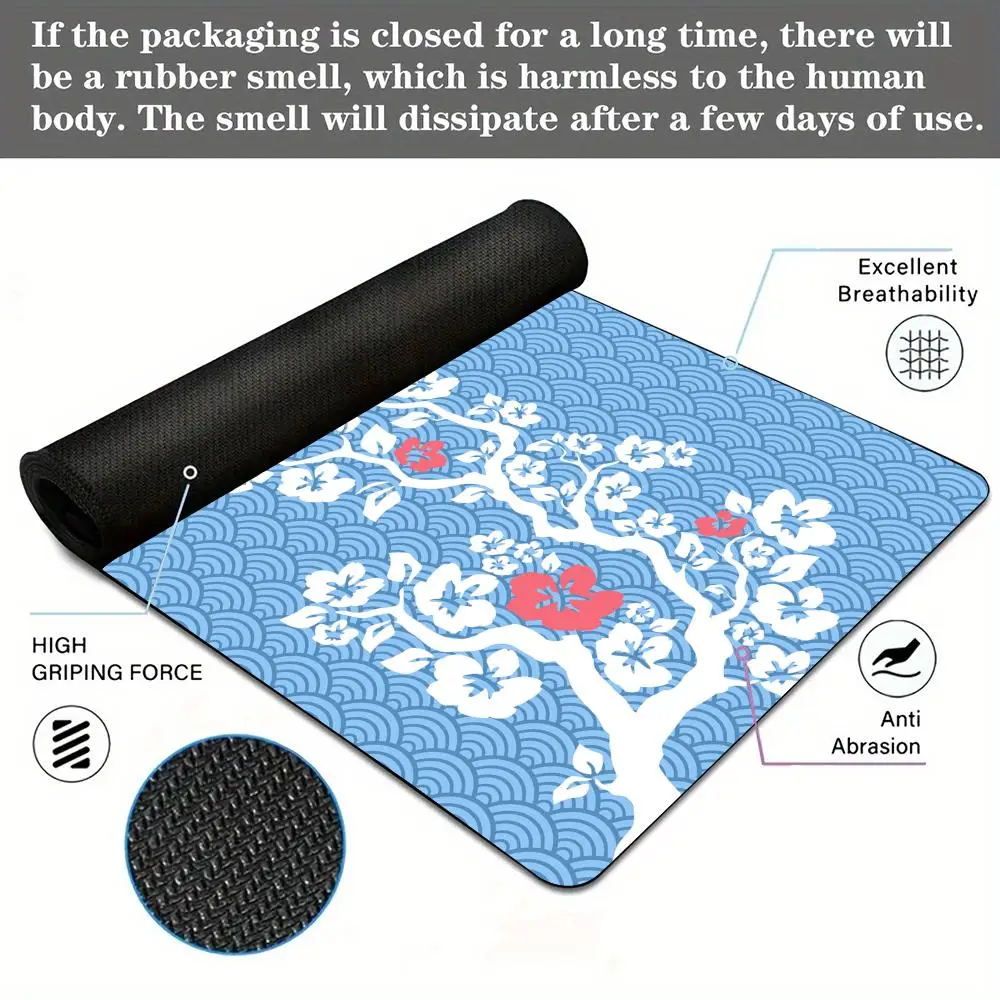 Kirschblüten und gewelltes Texturmuster, Mauspad, Schreibtischunterlage, Gaming-Matten, rutschfest, langlebiges Schreibtischzubehör, Tastatur-Desktop-Pads