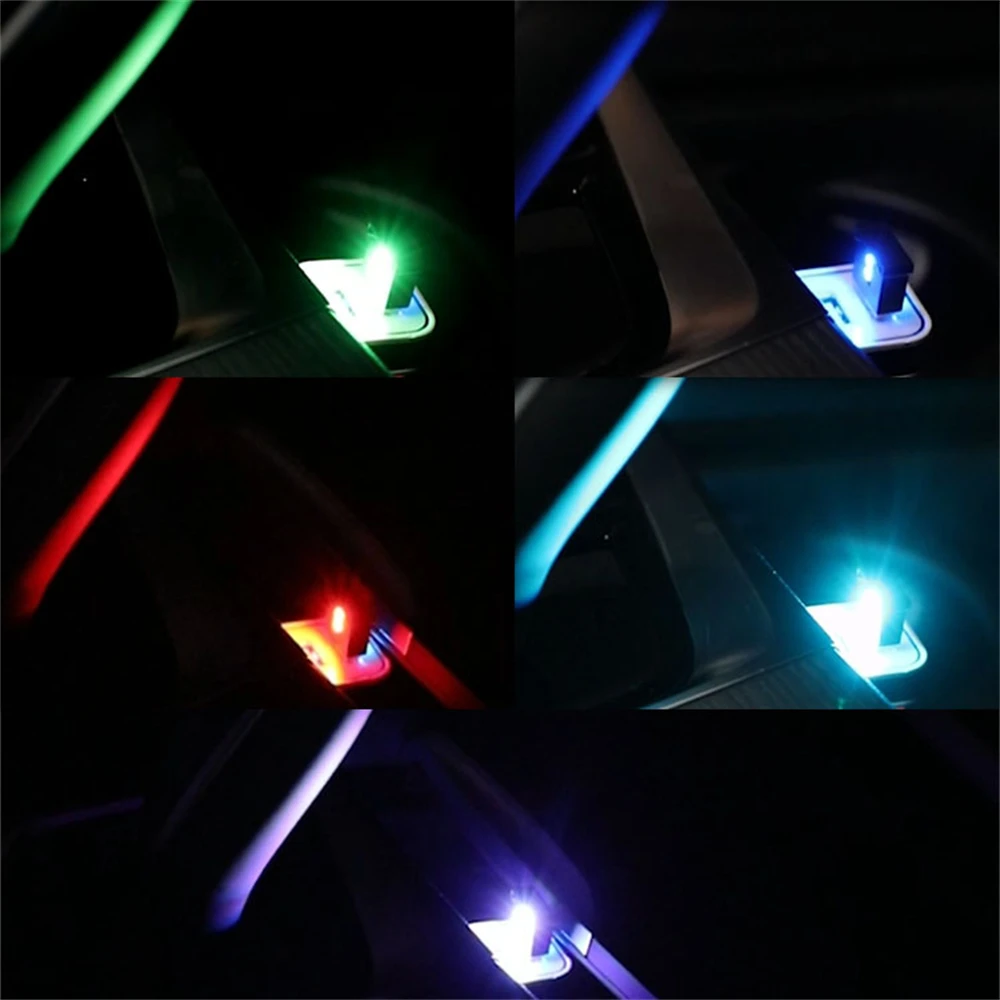 1x carro usb led botão de controle 7 cores atmosfera lâmpada decorativa portátil auto interior casa portátil luz ambiente