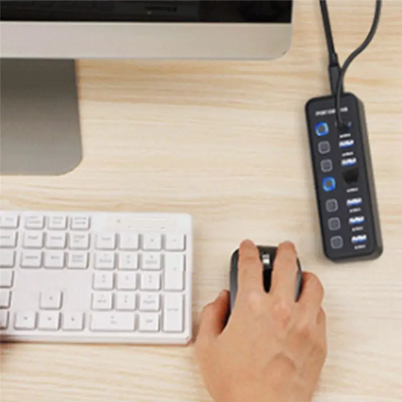 

Clinch USB-концентратор 3.0, 7 портов, USB-концентратор данных, высокоскоростной расширитель USB-порта 5 Гбит/с для различных USB-устройств