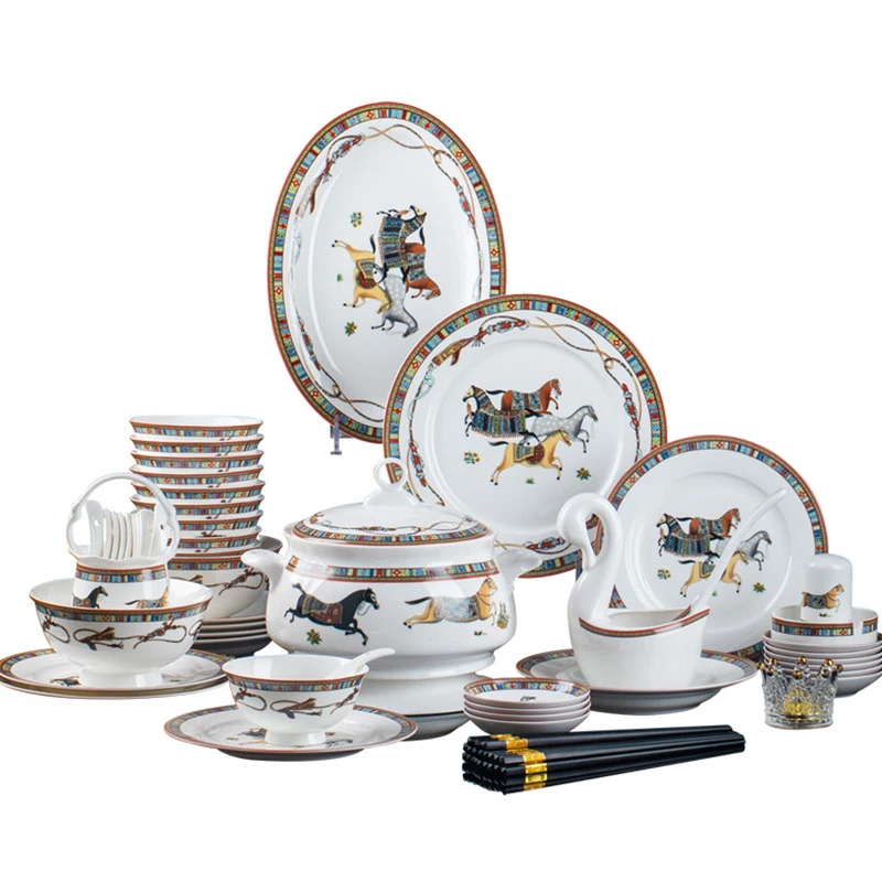 

European ceramic tableware set High quality bone china ceramic bowl tableware