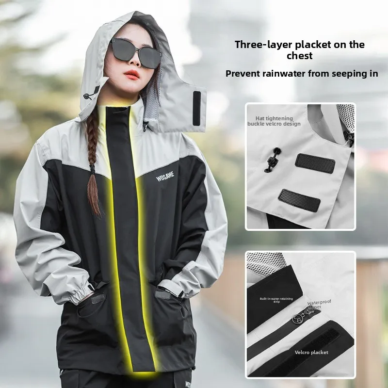 

WOSAWE Lightweight Motorcycle Riding Rain Suit Breathable Waterproof Split Raincoat Outdoor Off-road Jacket for Men and Women