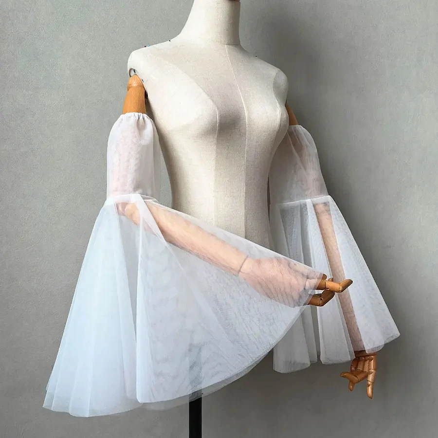 

Decoration Gloves Tulle sleeve strapless wedding dress accessories party Gown One Pair Seperate trumpet sleeves Customized