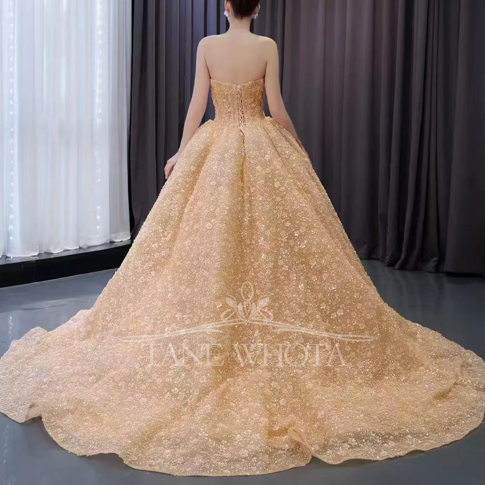 فستان زفاف أنيق مثير بدون حمالات بدون أكمام مطرز بالترتر برباط خلفي غمد فستان زفاف عصري قابل للتخصيص