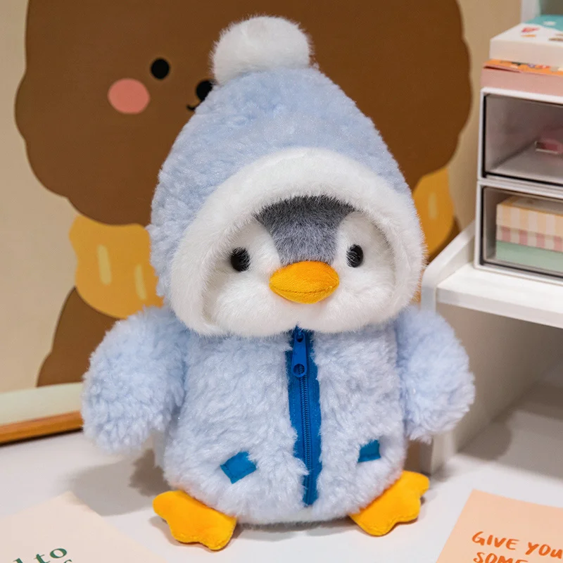 Jouet en peluche pingouin mignon de 25cm, poupée de sommeil réconfortante pour bébé, pingouin moelleux portant des vêtements, chapeaux, oreiller Animal en peluche, cadeaux d'anniversaire