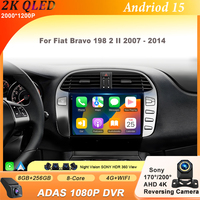 Android 15 For Fiat Bravo 198 2 II 2007 - 2014 2K QLED Android Car Radio Multimedia Video Player GPS stereo CarPlay 4G Head Unit