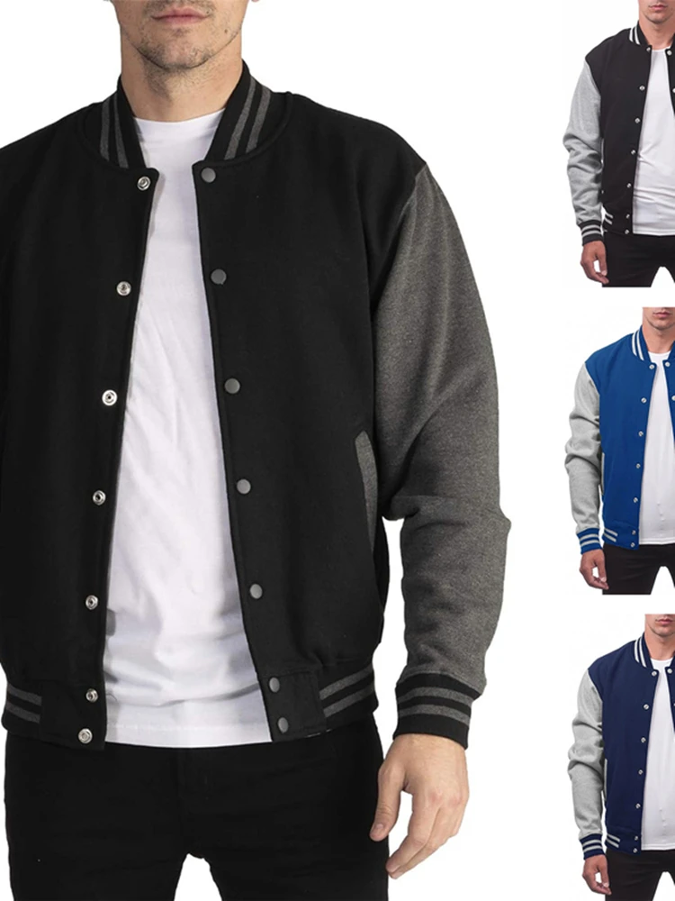 

Мужская повседневная бейсбольная куртка в стиле пэчворк, модная, с воротником-стойкой, дышащая, приталенная, удлиненная, верхняя одежда