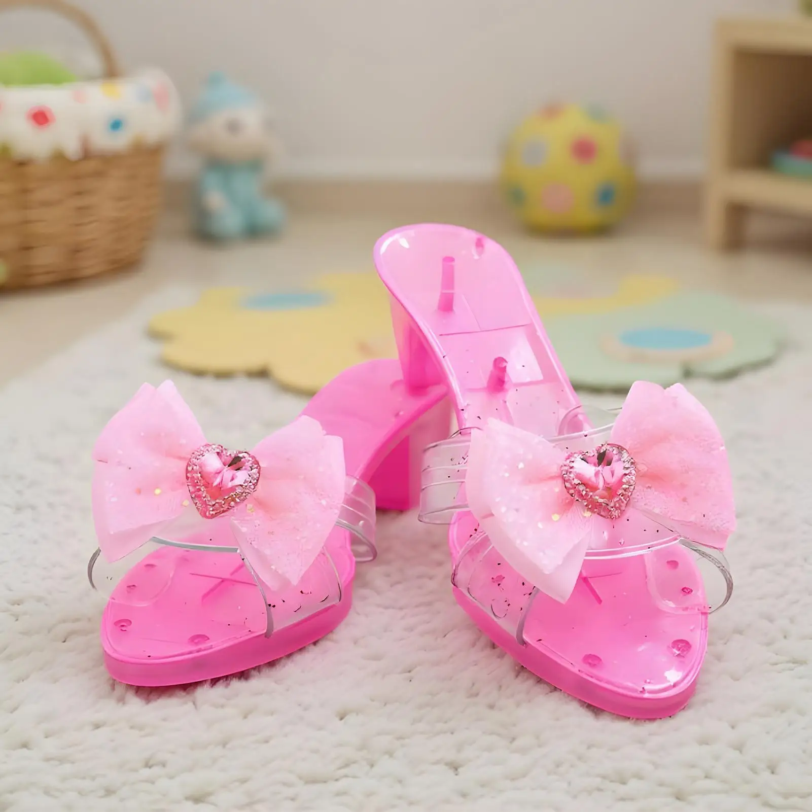 Princess Crystal Shoes Cosplay Prop High Heels Pretend Play house games For Stage Masquerade Special Occasion Decorations