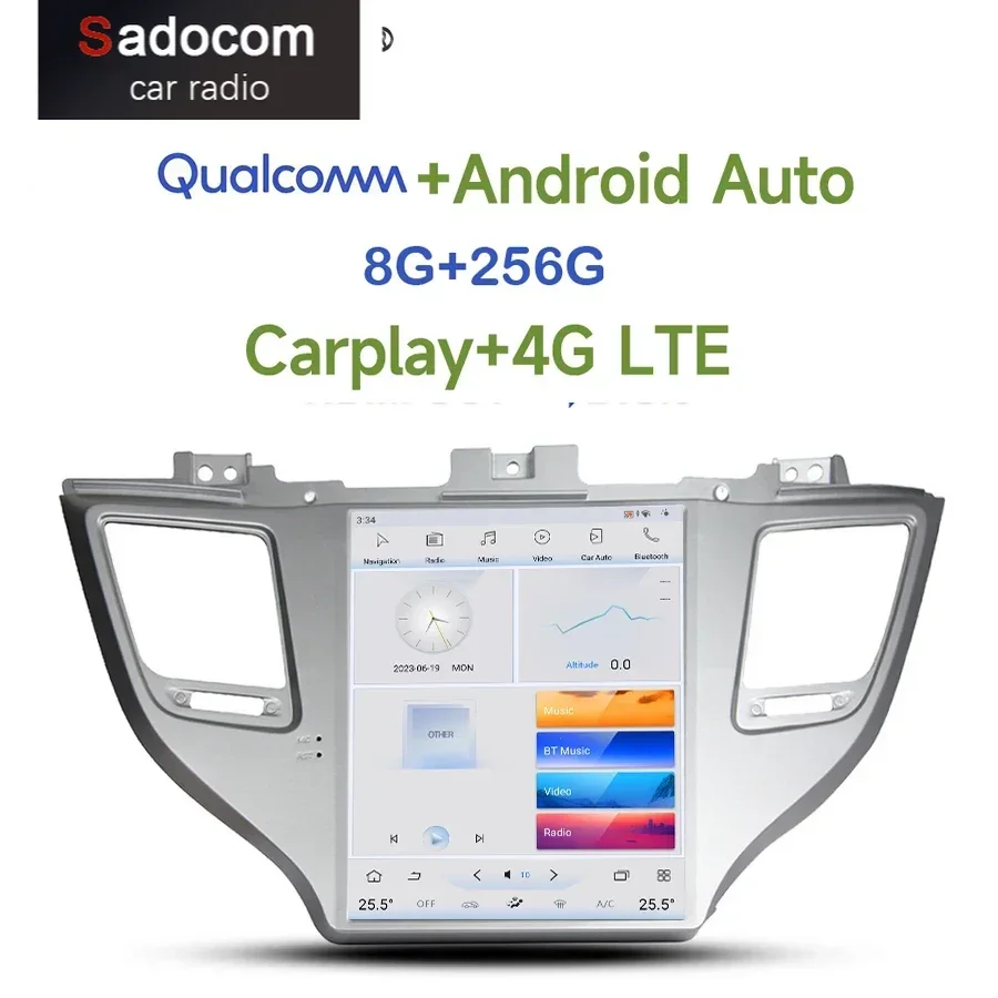 

Tesla Qualcomm Carplay 360 4G LTE Android 11,0 8G + 256G Автомобильный радиоплеер GPS RDS wifi Bluetooth для Hyundai IX35 TUCSON 2015-2018