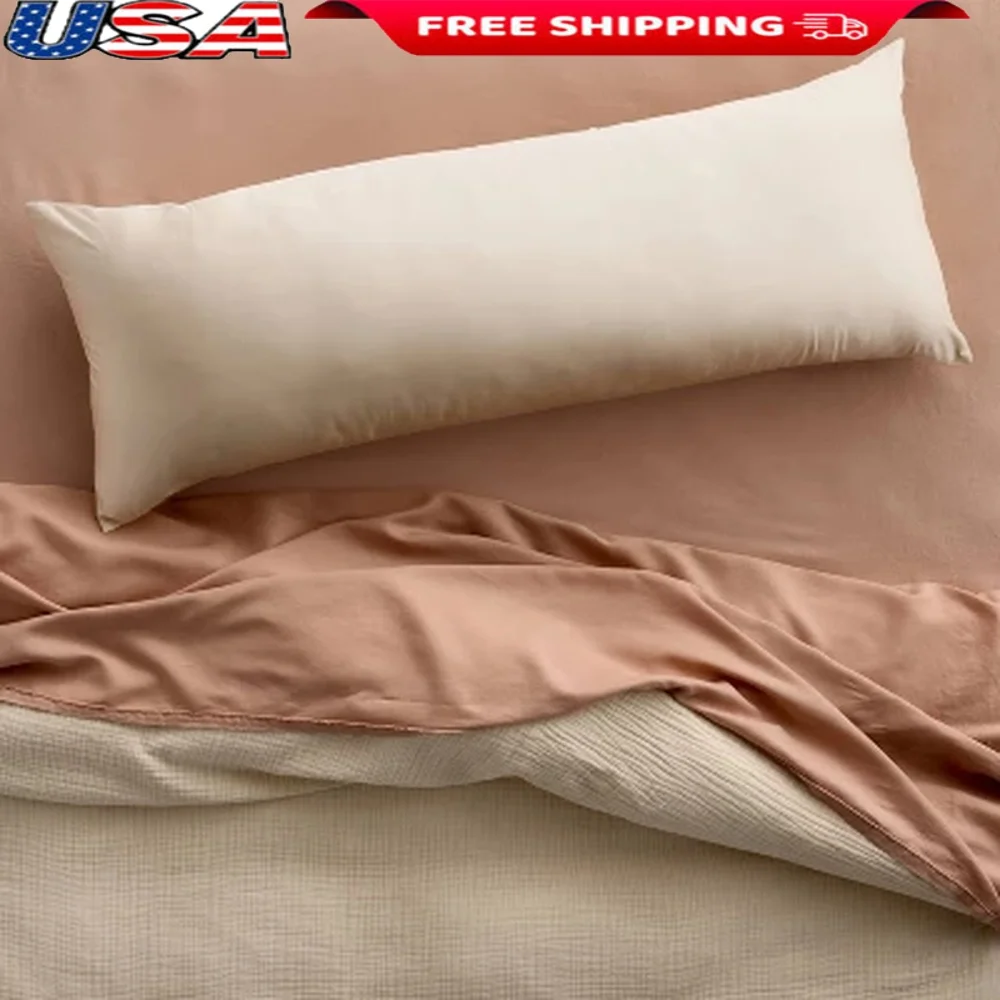 

Natural Bamboo Rayon Body Pillow Cover 400 Thread Count Zipper Closure Soft Jacquard Fabric Machine Washable 52in x 20in