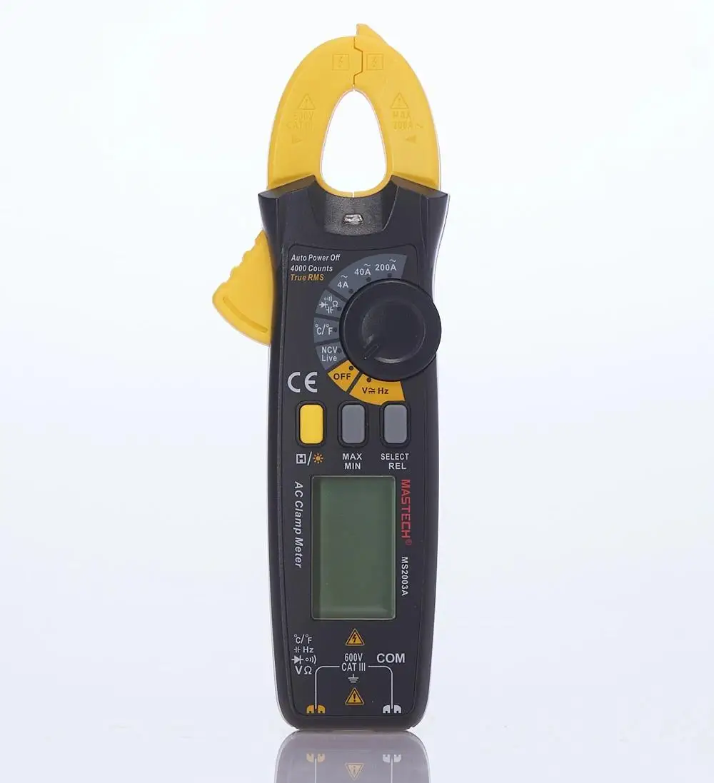 Mastech MS2003A Clamp Meter Digital Multimeter AC Current 6000 Counts Ammeter Voltage Tester Car Amp Hz Capacitance NCV Ohm Test