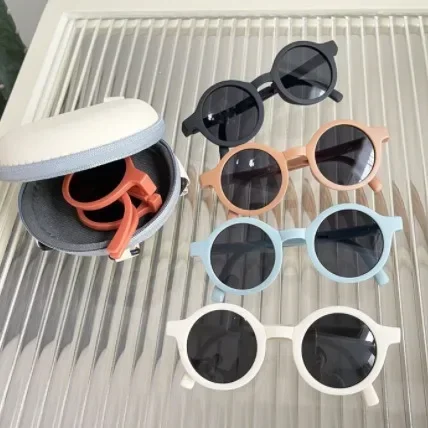 Gafas de sol para niños, macarrón mate plegable, gafas de sol de verano para niños